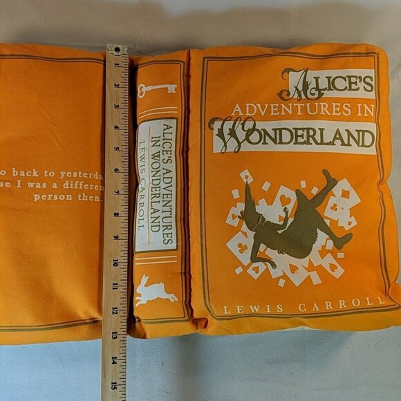 Think Geek Olde Book Pillow Alice’s Adventures in Wonderland Orange Plush - Picture 8 of 12